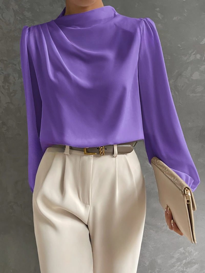Miss | Blouse Dames Hoge Hals Lange Mouw Relaxed Fit - Miss Madera MIS-IGINQO