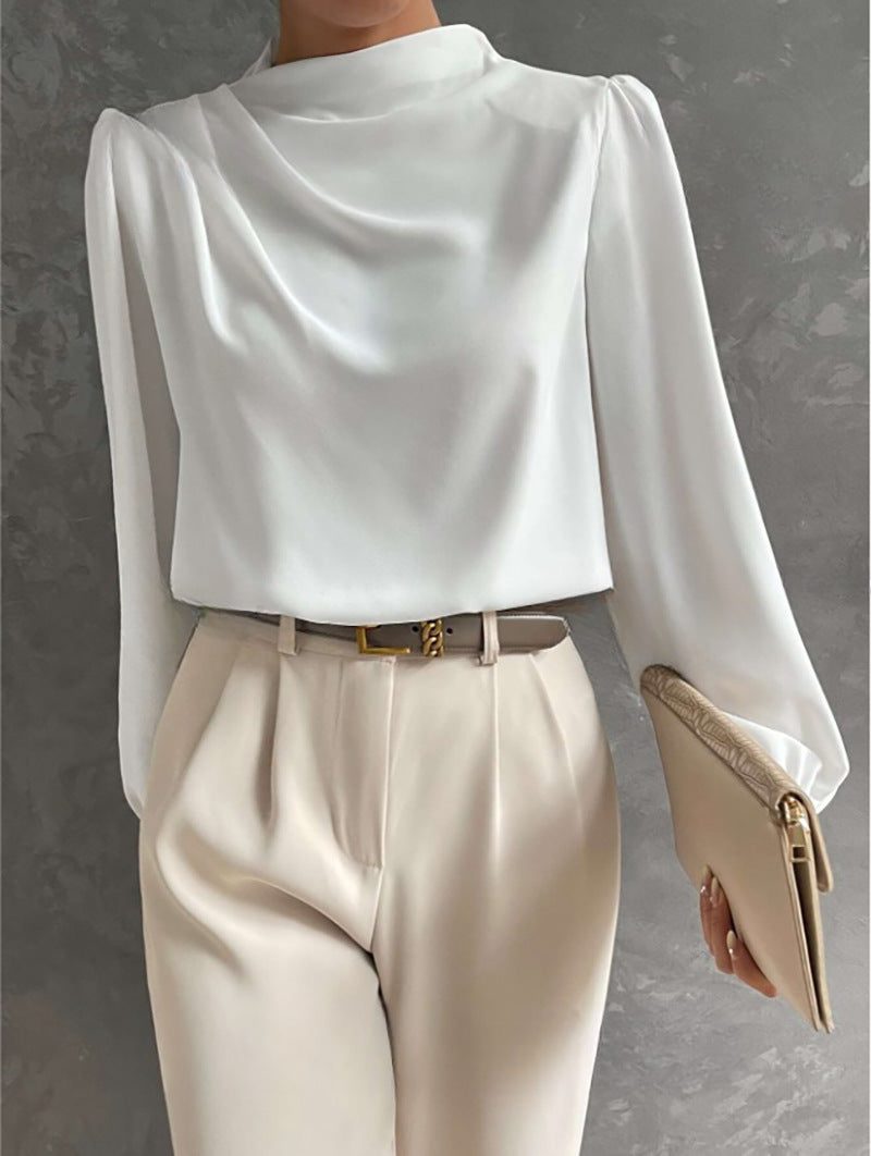 Miss | Blouse Dames Hoge Hals Lange Mouw Relaxed Fit - Miss Madera MIS-QZ8TTB