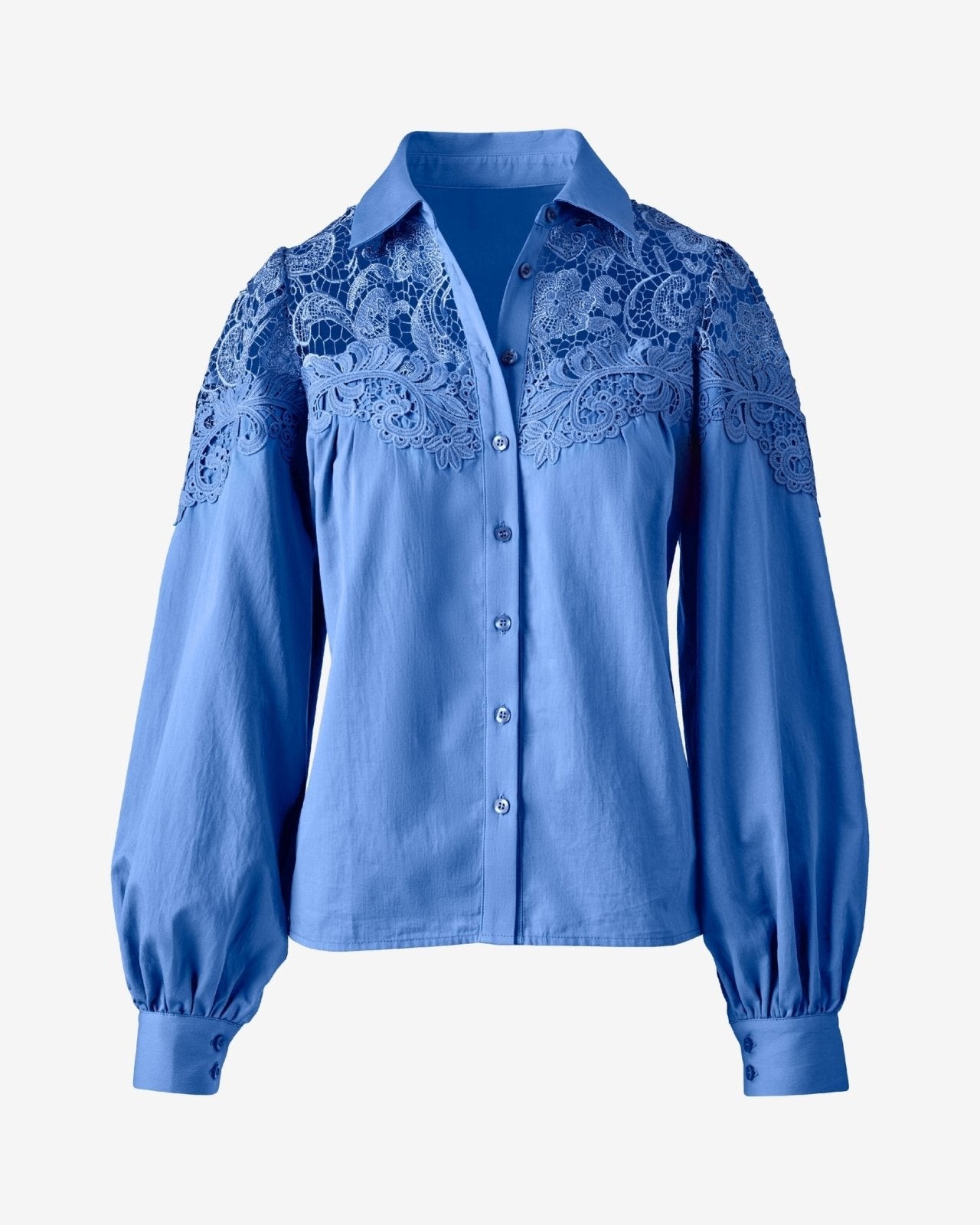 Miss | Blouse Dames Kant Knopen - Katoen - Miss Madera MIS-HLZTVS