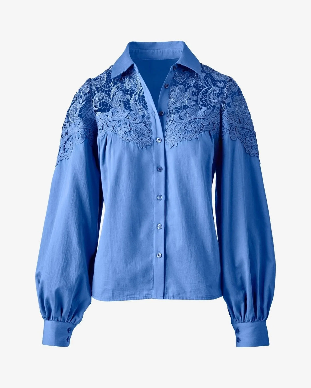 Miss | Blouse Dames Kant Knopen - Katoen - Miss Madera MIS-HLZTVS