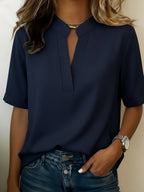 Miss | Blouse Dames Korte Mouw V-hals Relaxed - Polyester - Miss Madera MIS-4OJIHB