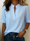 Miss | Blouse Dames Korte Mouw V-hals Relaxed - Polyester - Miss Madera MIS-74YT1A