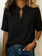 Miss | Blouse Dames Korte Mouw V-hals Relaxed - Polyester - Miss Madera MIS-BY9IK4