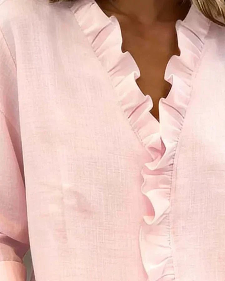 Miss | Blouse Dames Lente Zomer Relaxed Ruches - Viscose - Miss Madera MIS-L8RJM2
