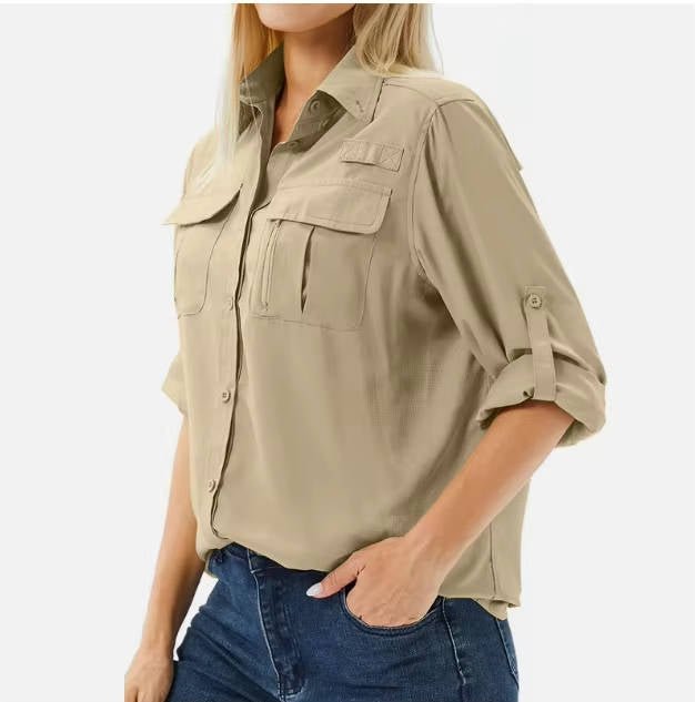 Miss | Blouse Dames Outdoor Lange Mouw Safari - Polyester - Miss Madera MIS-4L8P7K