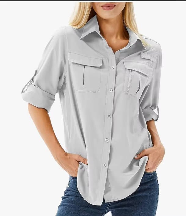 Miss | Blouse Dames Outdoor Lange Mouw Safari - Polyester - Miss Madera MIS-VCXLJM