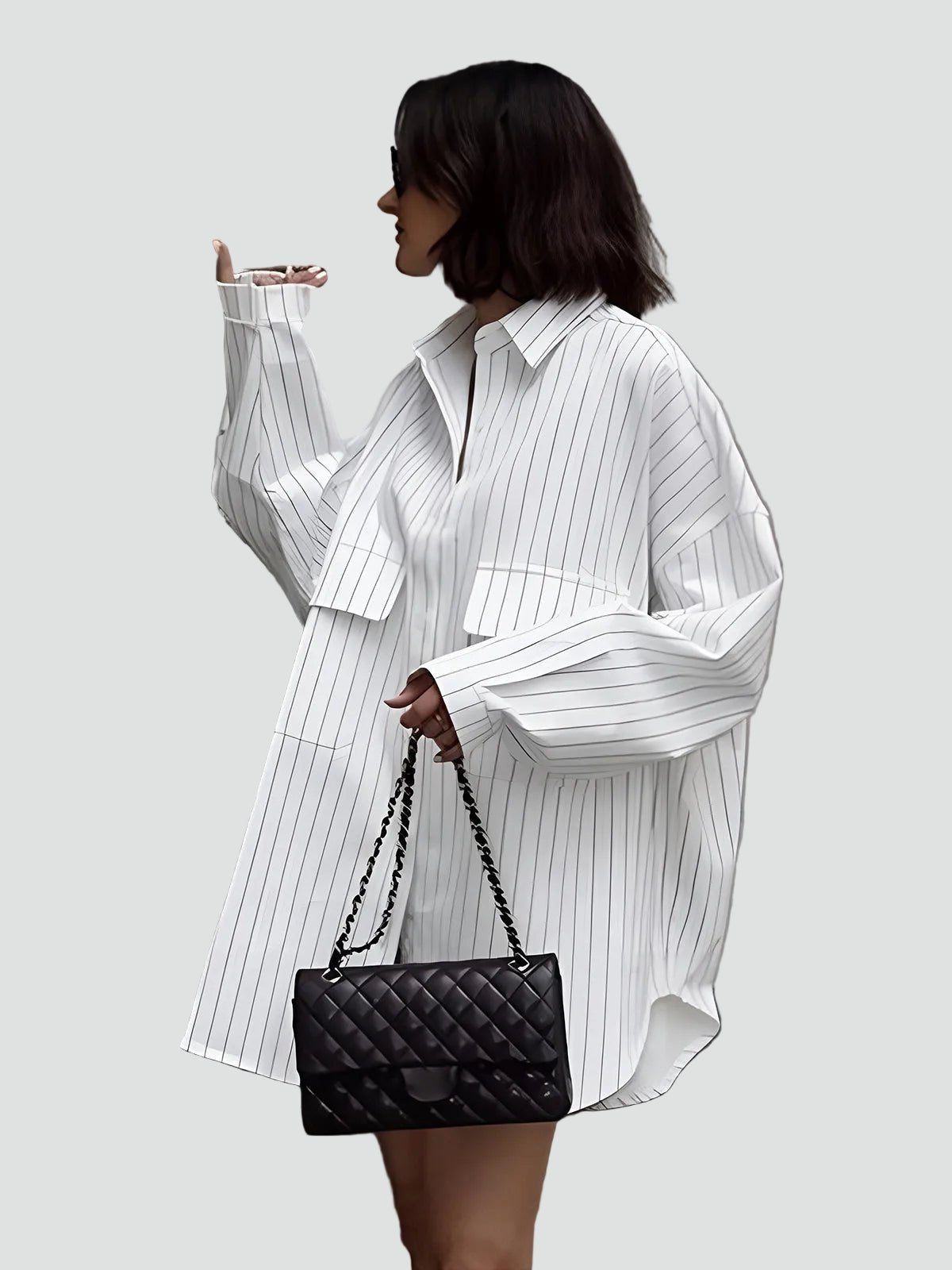 Miss | Blouse Dames Oversized Gestreept Lang - Katoen - Miss Madera MIS-1C7O2G