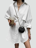 Miss | Blouse Dames Oversized Gestreept Lang - Katoen - Miss Madera MIS-1C7O2G