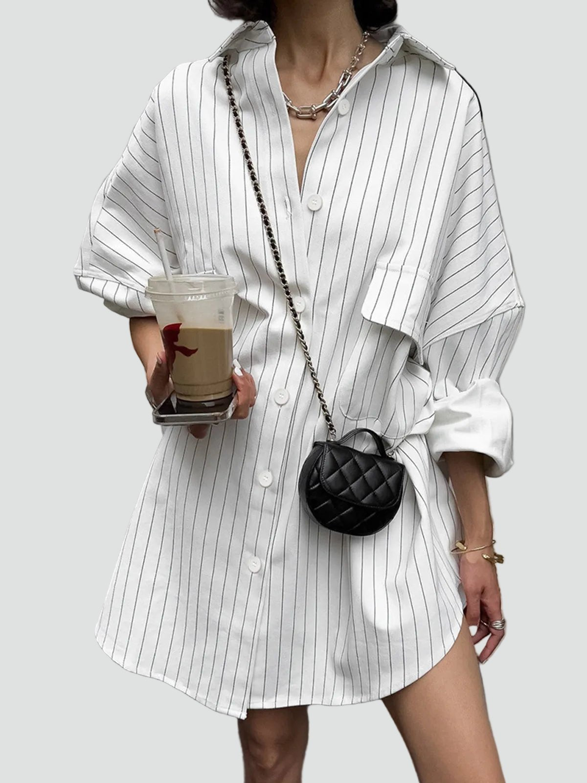 Miss | Blouse Dames Oversized Gestreept Lang - Katoen - Miss Madera MIS-1C7O2G