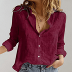 Miss | Blouse Dames Relaxed Fit Knoopsluiting Lange Mouw - Linnen - Miss Madera MIS-TII62F