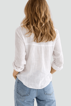 Miss | Blouse Dames Relaxed Fit Knoopsluiting Lange Mouw - Linnen - Miss Madera MIS-95OCVH