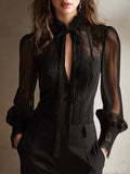 Miss | Blouse Dames Retro Strikje Kraag - Chiffon - Miss Madera MIS-BPKTHG