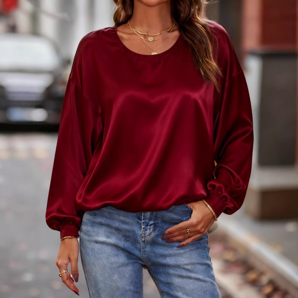 Miss | Blouse Dames Satijn Ballonmouw Ronde Hals - Satijn - Miss Madera MIS-0VHIE7