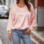 Miss | Blouse Dames Satijn Ballonmouw Ronde Hals - Satijn - Miss Madera MIS-0VHIE7