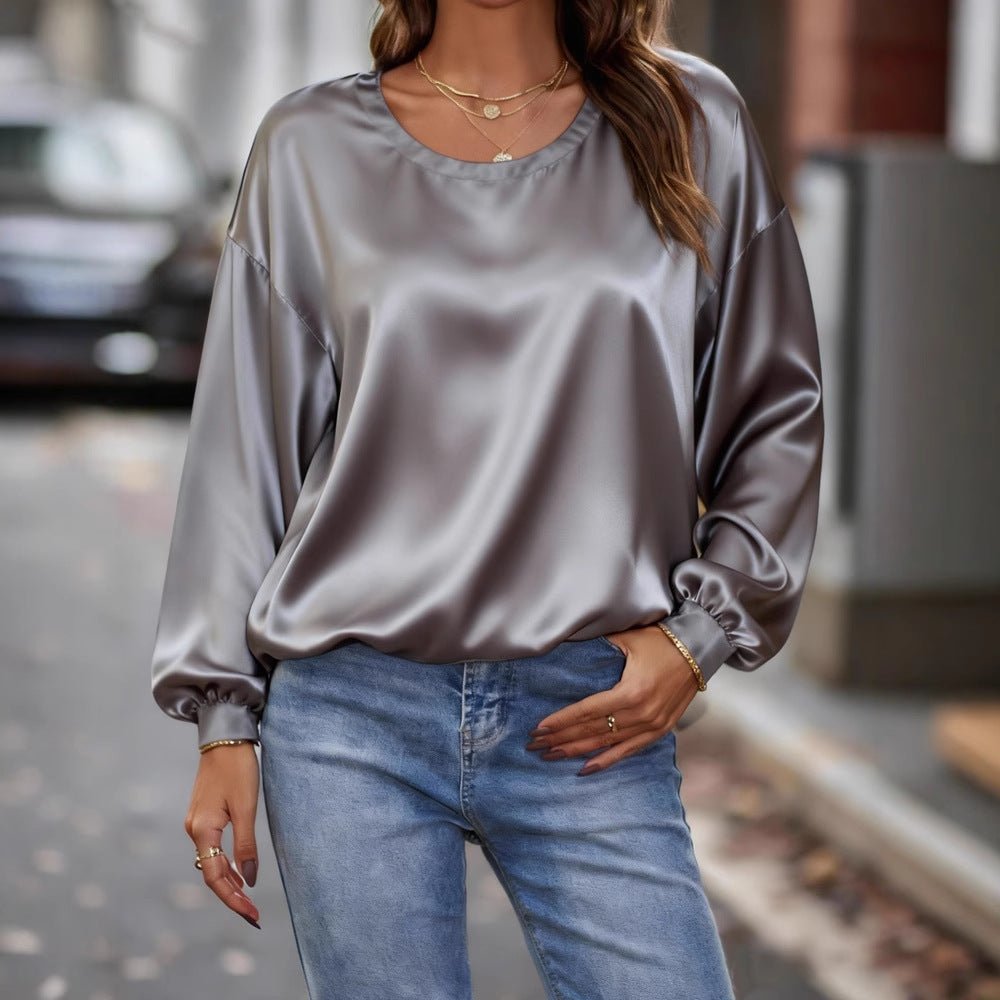 Miss | Blouse Dames Satijn Ballonmouw Ronde Hals - Satijn - Miss Madera MIS-0VHIE7