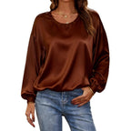 Miss | Blouse Dames Satijn Ballonmouw Ronde Hals - Satijn - Miss Madera MIS-0VHIE7