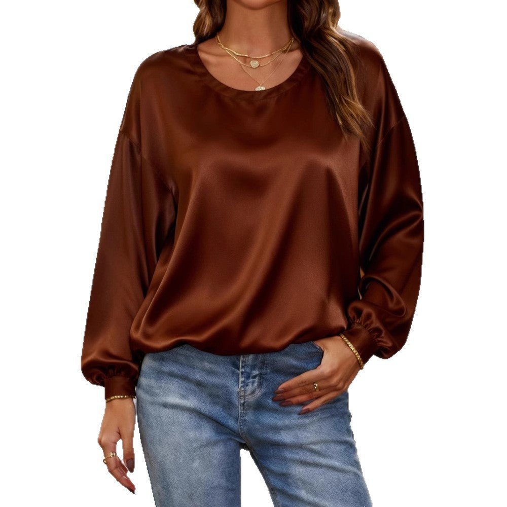 Miss | Blouse Dames Satijn Ballonmouw Ronde Hals - Satijn - Miss Madera MIS-0VHIE7