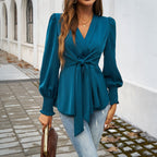 Miss | Blouse Dames Taillestrik & Pofmouwen - Viscose - Miss Madera MIS-JW98WH