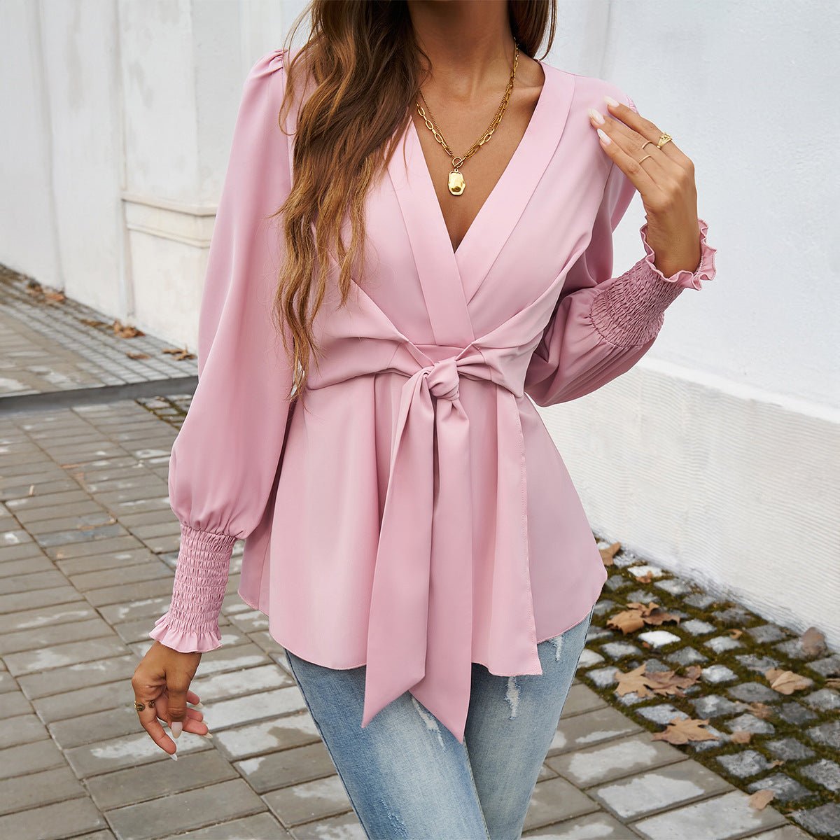 Miss | Blouse Dames Taillestrik & Pofmouwen - Viscose - Miss Madera MIS-FJJG1A