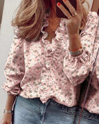 Miss | Blouse Dames V-Hals Driekwart Mouw Ruches - Polyester - Miss Madera MIS-2REZQI