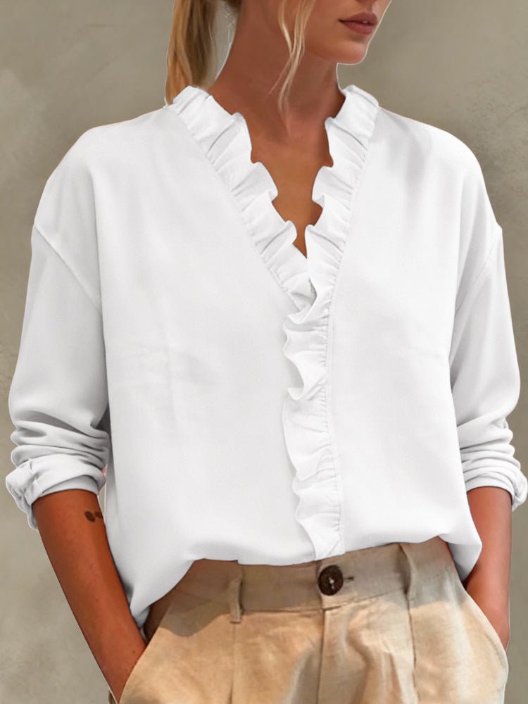 Miss | Blouse Dames V-hals Volant Oversize Lange Mouw - Miss Madera MIS-AUQSC1
