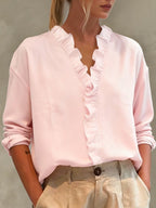 Miss | Blouse Dames V-hals Volant Oversize Lange Mouw - Miss Madera MIS-H0T2X2