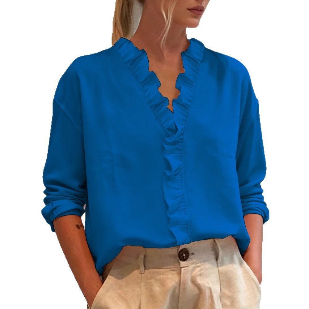 Miss | Blouse Dames V-hals Volant Oversize Lange Mouw - Miss Madera MIS-H0T2X2