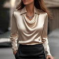Miss | Blouse Dames Watervalhals Lange Mouwen - Satijn - Miss Madera MIS-6OBG0I