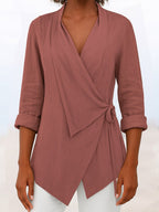 Miss | Blouse Dames Wikkelstijl Sjaalkraag 3/4-Mouw - Miss Madera MIS-WI3XDX