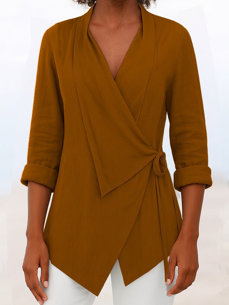 Miss | Blouse Dames Wikkelstijl Sjaalkraag 3/4-Mouw - Miss Madera MIS-IYP73O
