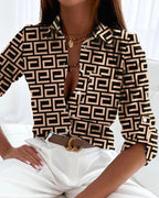 Miss | Blouse Dames Zomer Langarm Abstract - Satijn - Miss Madera MIS-6ZI9L0