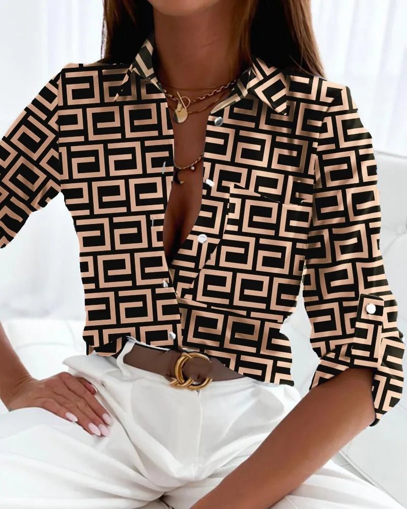 Miss | Blouse Dames Zomer Langarm Abstract - Satijn - Miss Madera MIS-6ZI9L0