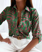 Miss | Blouse Dames Zomer Langarm Abstract - Satijn - Miss Madera MIS-8FW9D9