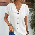 Miss | Blouse Dames Zomer V-hals - Katoen Linnen Mix - Miss Madera MIS-JVOPCT