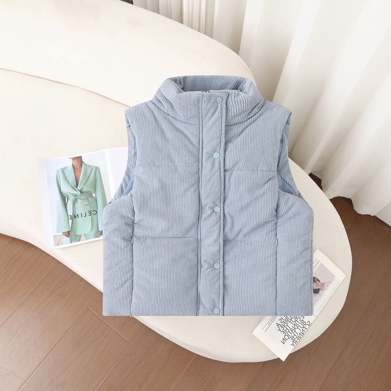 Miss | Bodywarmer Dames Hoge Kraag Gevoerd Kort Gesneden - Corduroy - Miss Madera MIS-03F8JD