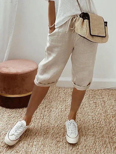 Miss | Broek Dames Capri Elastische Taille - Katoen - Miss Madera MIS-SA4OFE