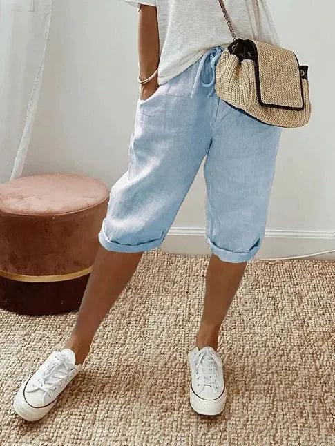 Miss | Broek Dames Capri Elastische Taille - Katoen - Miss Madera MIS-V6JDB1