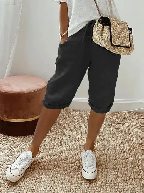 Miss | Broek Dames Capri Elastische Taille - Katoen - Miss Madera MIS-9C1F29