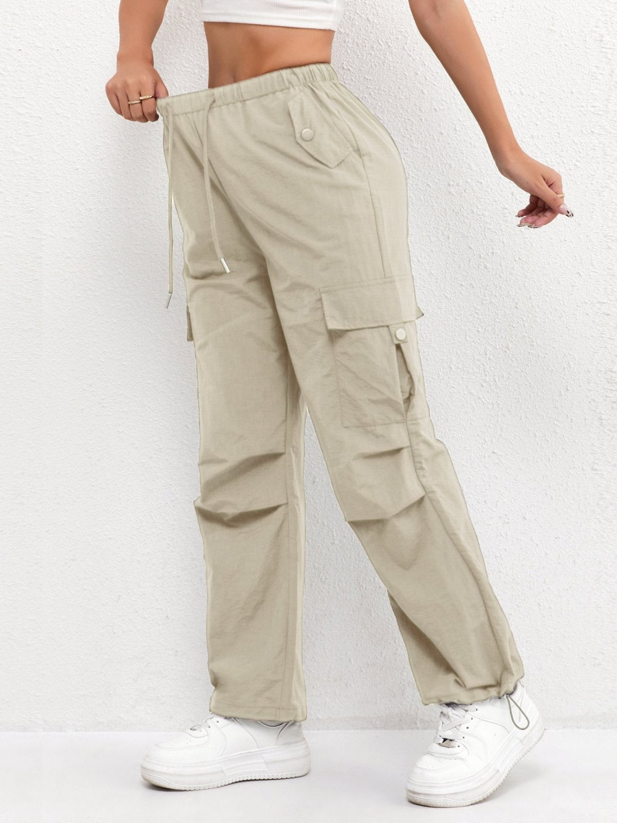 Miss | Broek Dames Cargo Losse Pasvorm Rechte Pijpen Trekkoord - Miss Madera MIS-OJIT0C