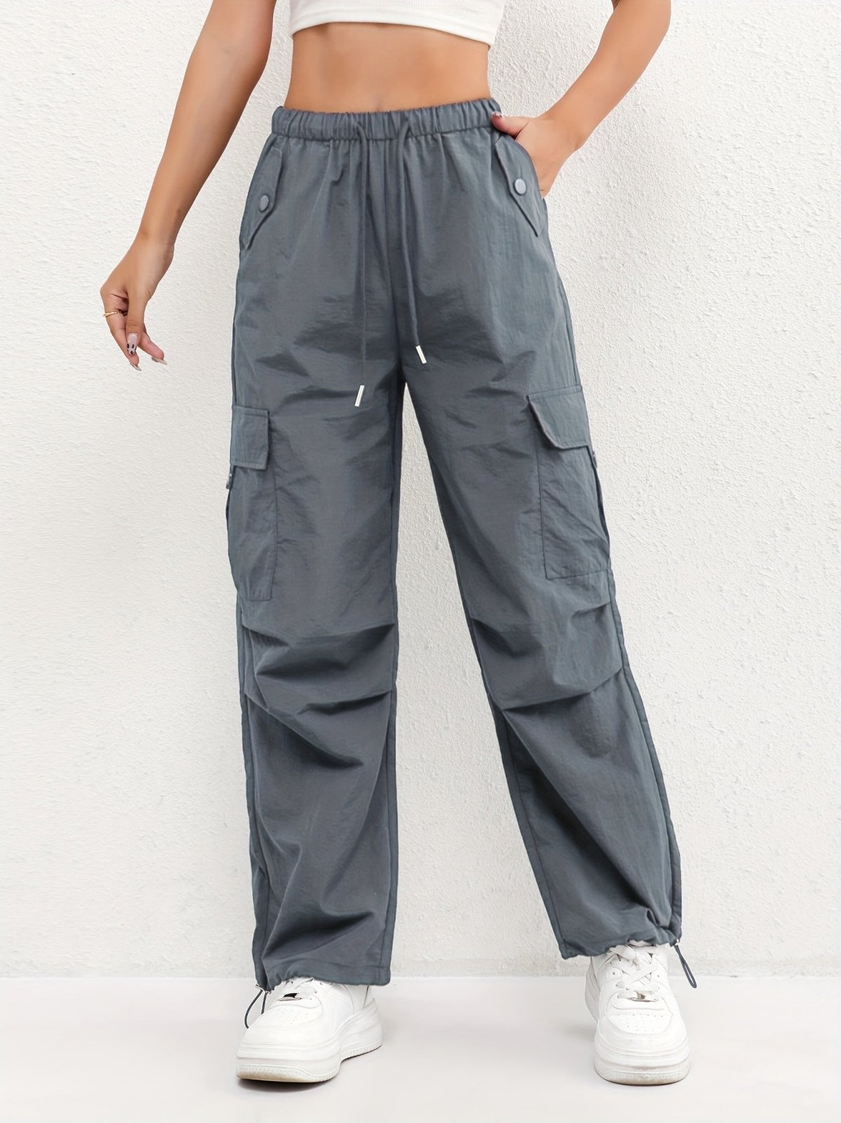 Miss | Broek Dames Cargo Losse Pasvorm Rechte Pijpen Trekkoord - Miss Madera MIS-40CMSH