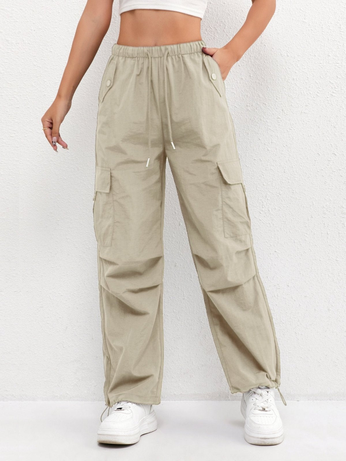 Miss | Broek Dames Cargo Losse Pasvorm Rechte Pijpen Trekkoord - Miss Madera MIS-OJIT0C