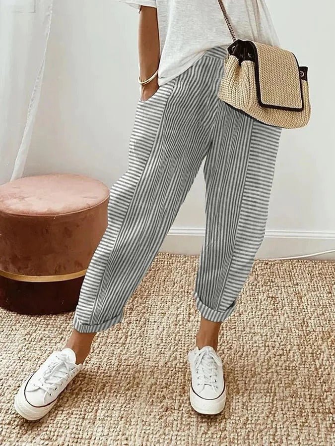 Miss | Broek Dames Casual Gestreept - Linnenmix - Miss Madera MIS-7EI8UC