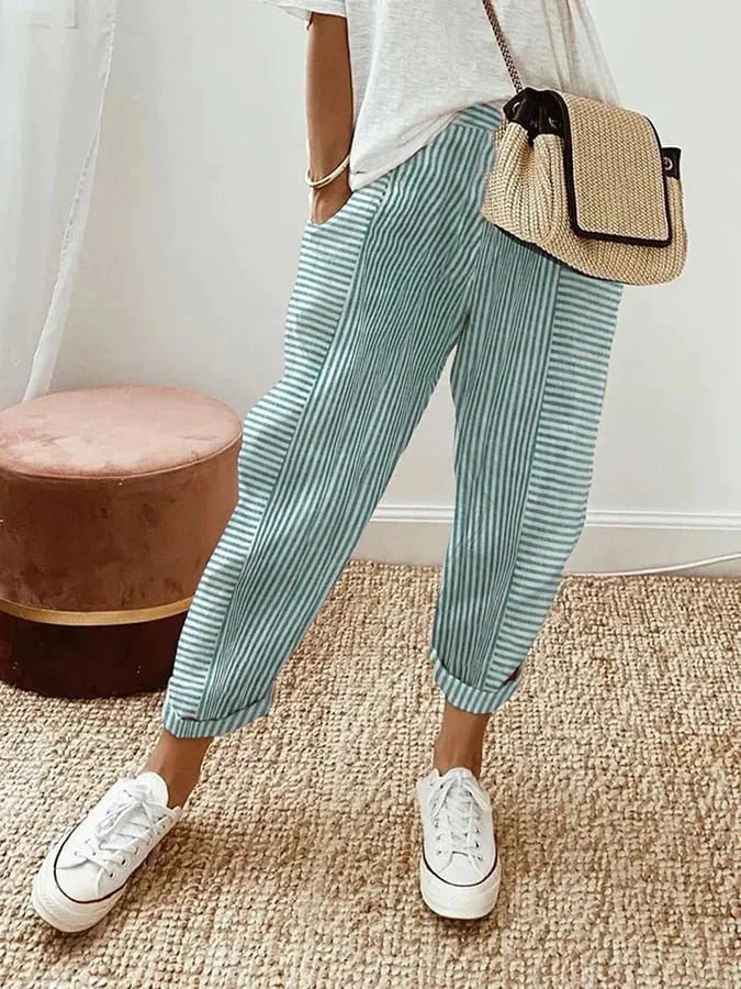 Miss | Broek Dames Casual Gestreept - Linnenmix - Miss Madera MIS-GPQ1MN