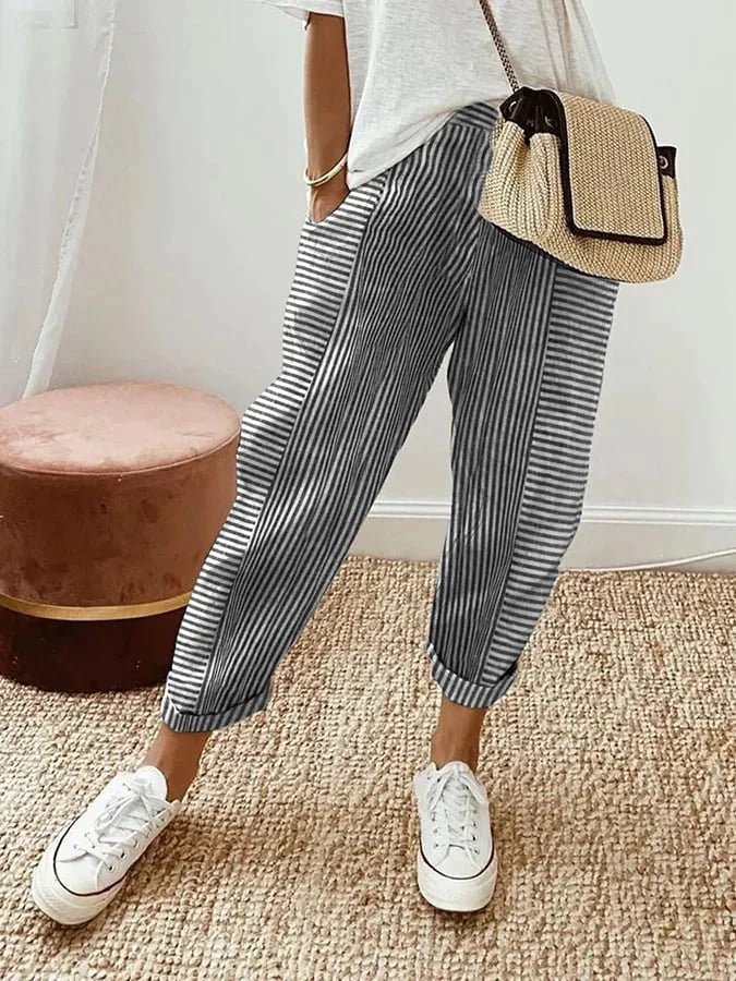 Miss | Broek Dames Casual Gestreept - Linnenmix - Miss Madera MIS-Q0RS4O