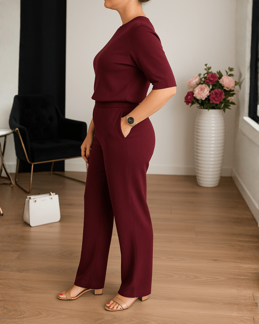 Miss | Broek Dames Casual High Waist Straight - Zacht Geweven Stof - Miss Madera MIS-J8FSWM