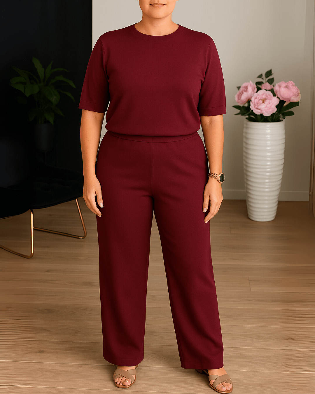 Miss | Broek Dames Casual High Waist Straight - Zacht Geweven Stof - Miss Madera MIS-J8FSWM