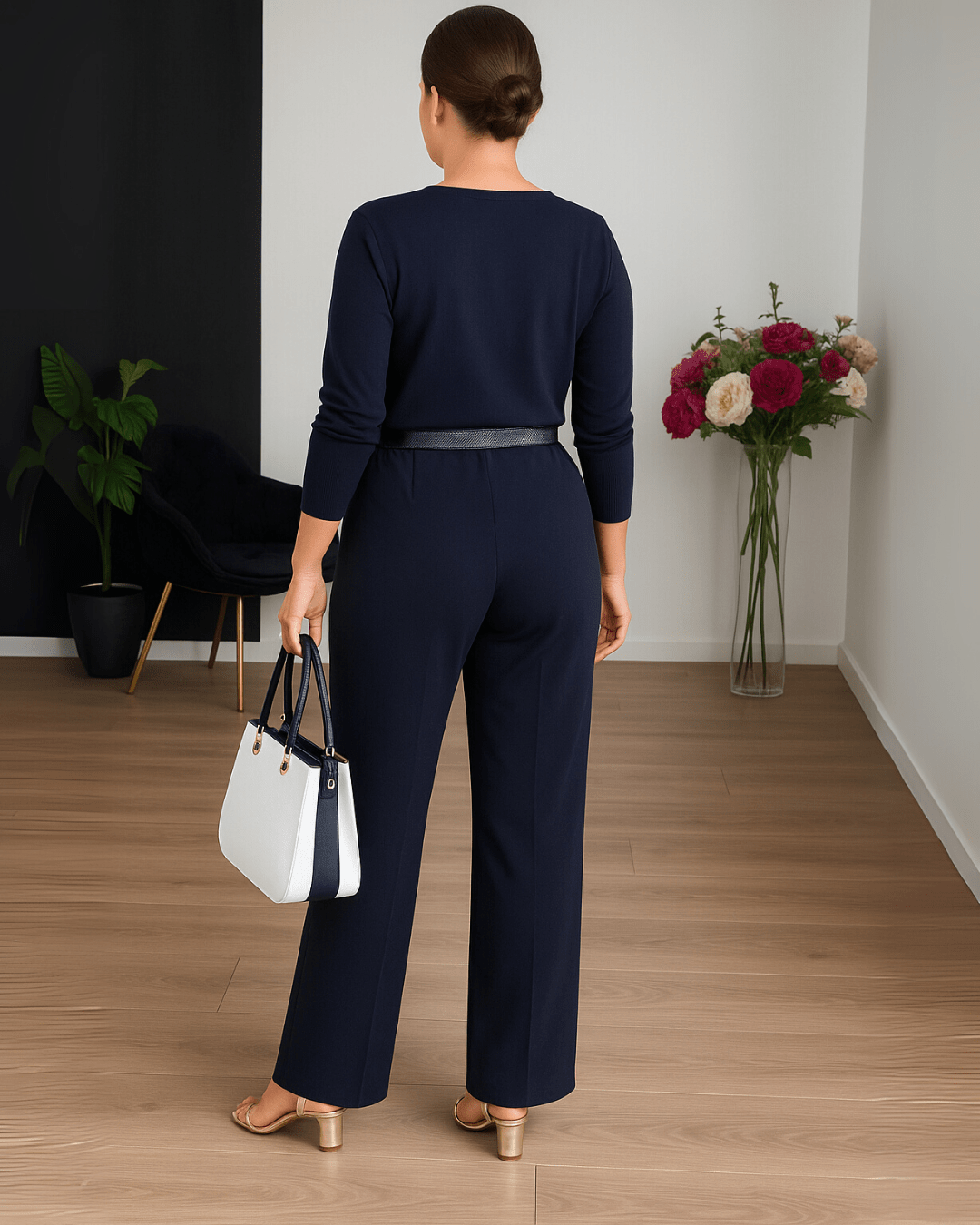 Miss | Broek Dames Casual High Waist Straight - Zacht Geweven Stof - Miss Madera MIS-J8FSWM