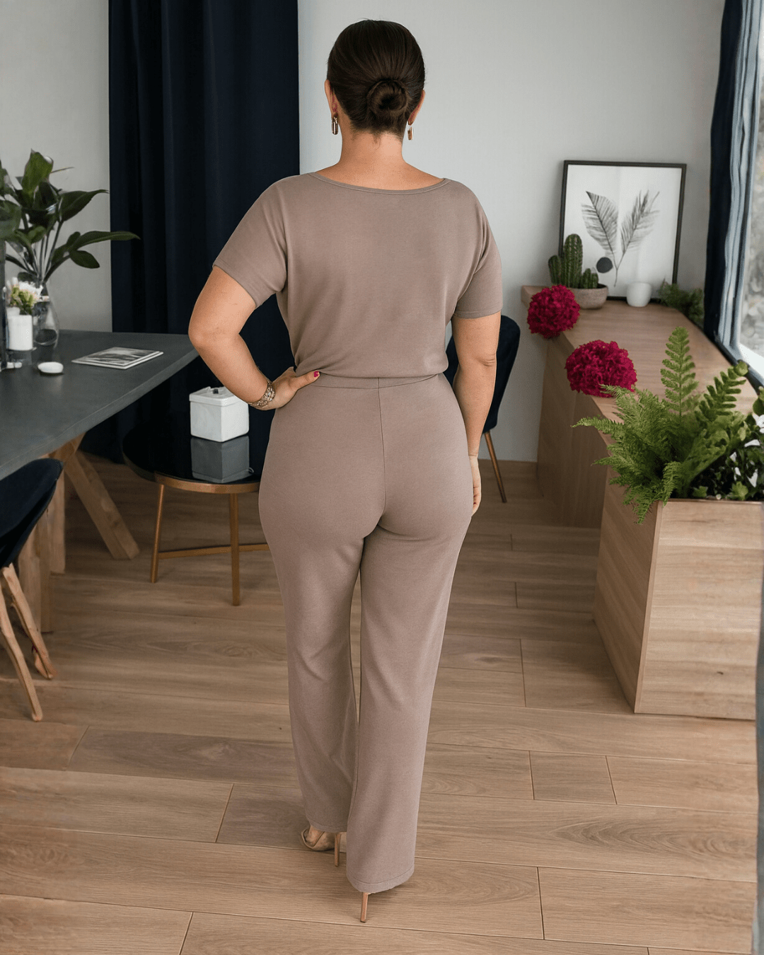 Miss | Broek Dames Casual High Waist Straight - Zacht Geweven Stof - Miss Madera MIS-J8FSWM