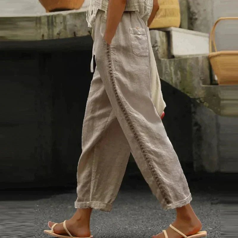Miss | Broek Dames High-Rise Tapered - Linnen look - Miss Madera MIS-0TAWND