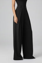 Miss | Broek Dames High Rise Wide Leg met Geplooide Taille - Miss Madera MIS-VON8LP
